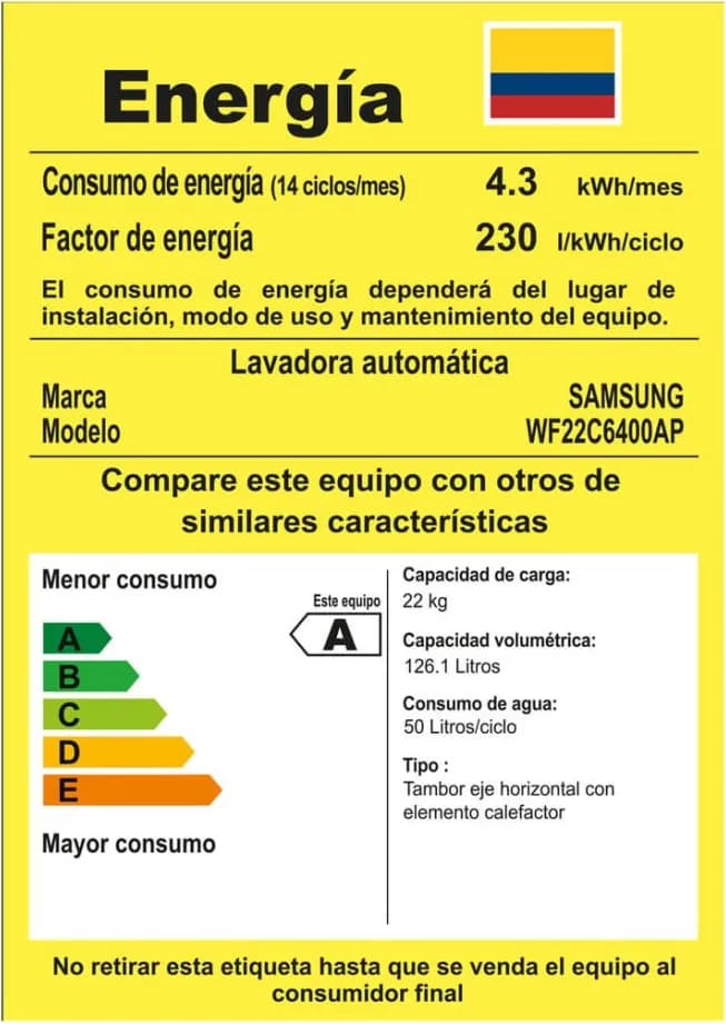 Lavadora Samsung 22 Kg Carga Frontal Panel Multicontrol Gris WF22C6400AP/CO