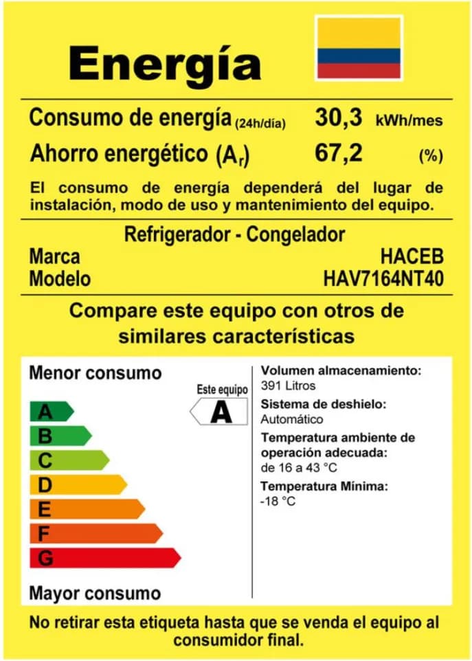 Nevera Haceb 404 Litros Brutos Negra Manija Integrada Inverter NEV ALC 404 SE DA MI NE INV