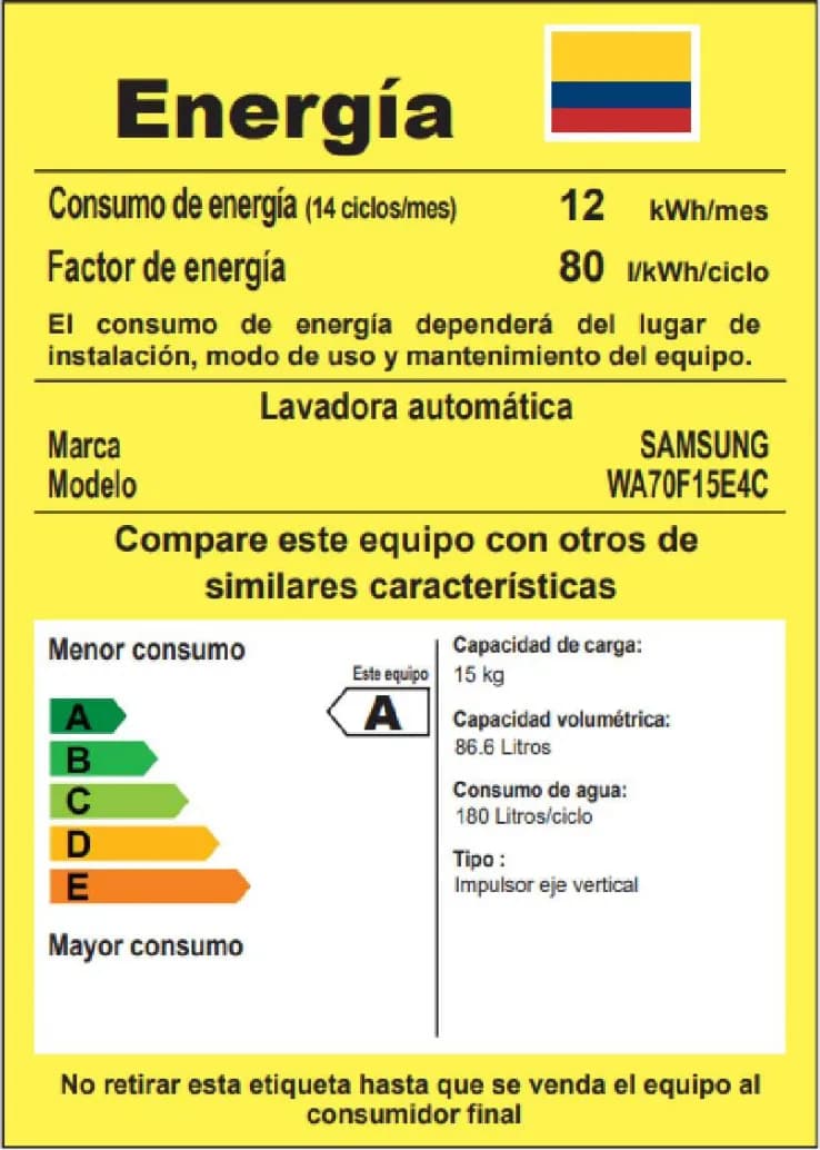 Lavadora Samsung 15 Kg Carga Superior Ecobubble WA70F15E4CCO
