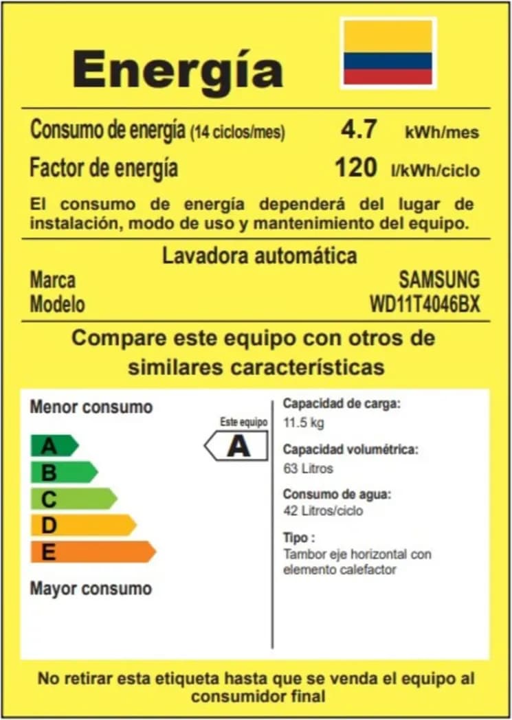Lavadora Secadora Samsung 11,5 Kg Carga Frontal Silver WD11T4046BX/CO